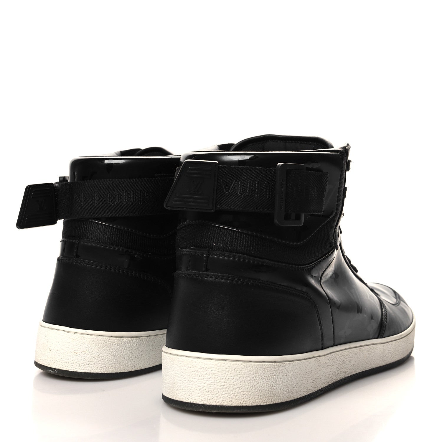 Louis Vuitton Calfskin Monogram Mens Rivoli High Top Sneakers 10 Black 4 of 8