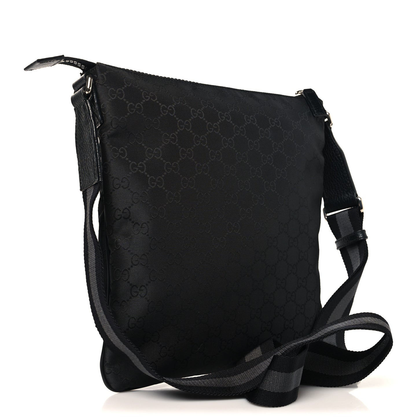 Nylon Monogram Small Flat Messenger Bag Black