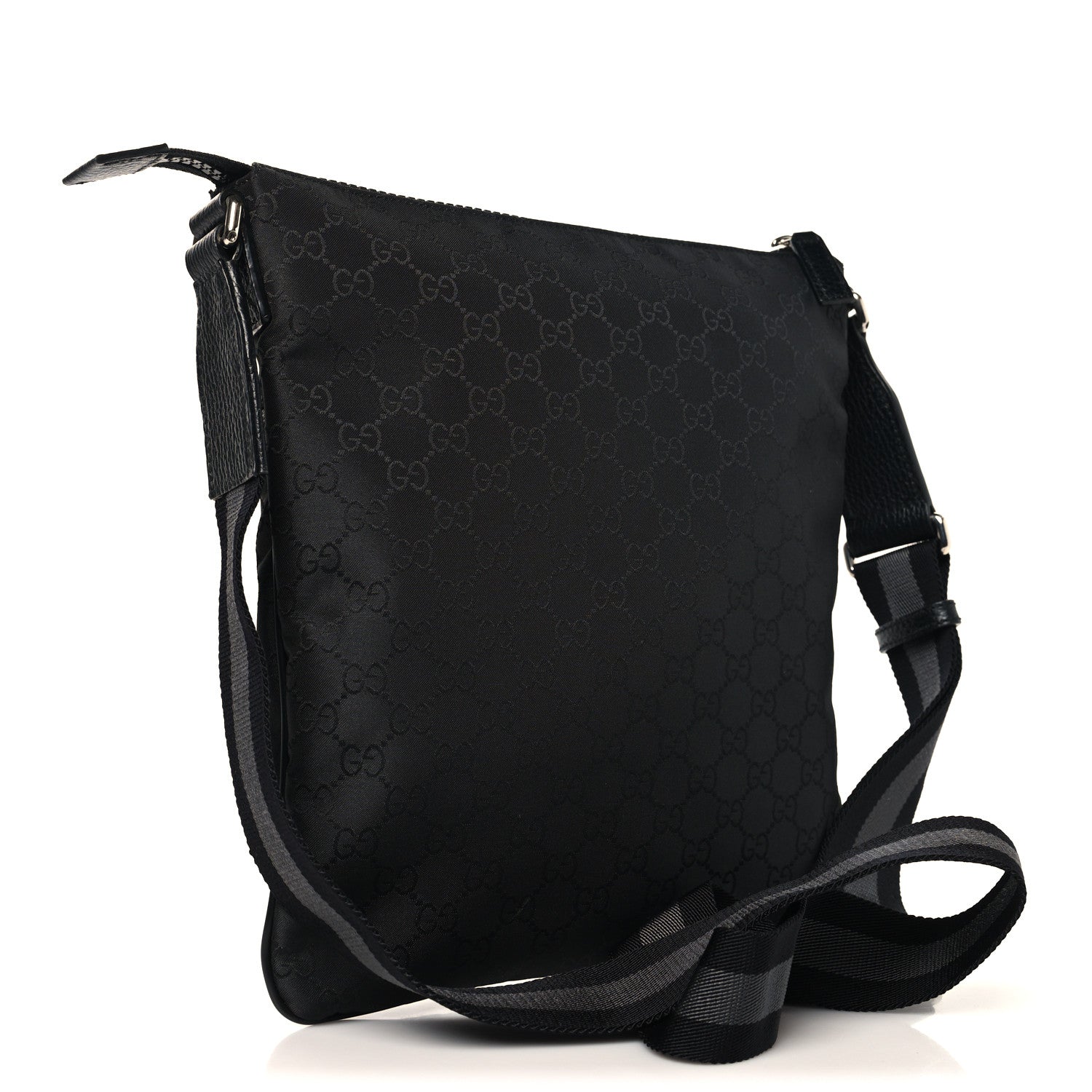 Gucci Nylon Monogram Small Flat Messenger Bag Black 3 of 11