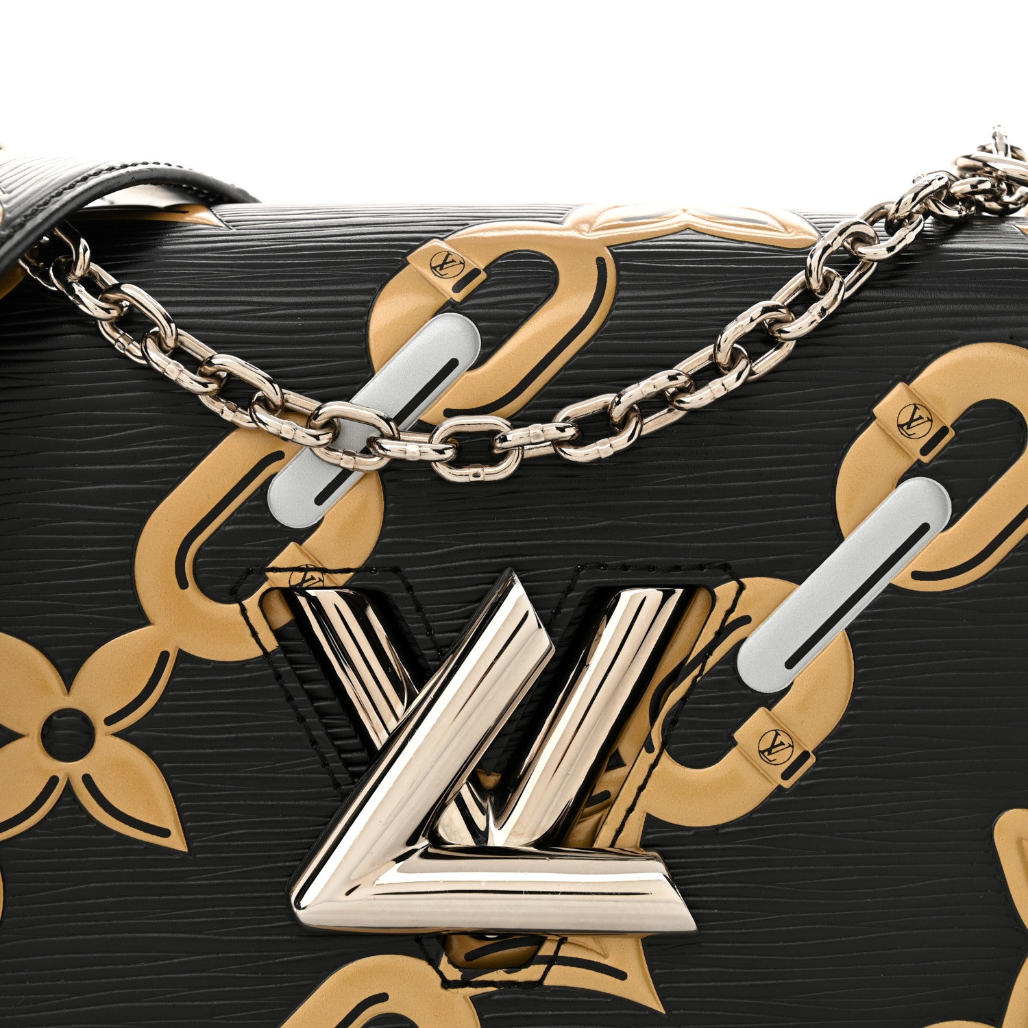 Louis Vuitton Epi Chain Flower Twist Shoulder Bag MM Black 9 of 13