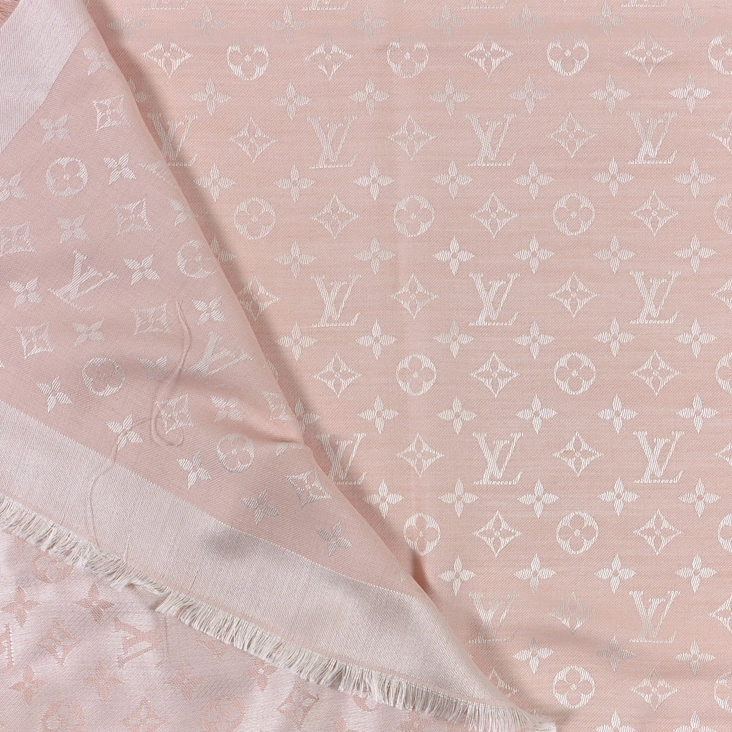 Silk Wool Monogram Denim Shawl Rose