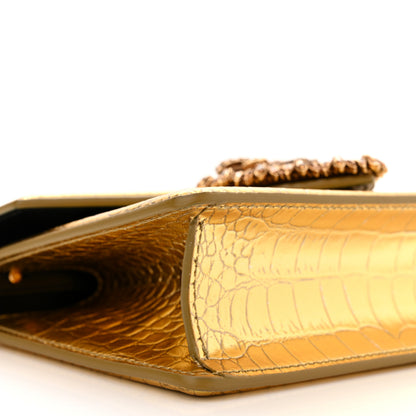 Dolce & Gabbana Metallic Calfskin Crocodile Embossed Devotion Envelope Top Handle Bag Gold 8 of 10