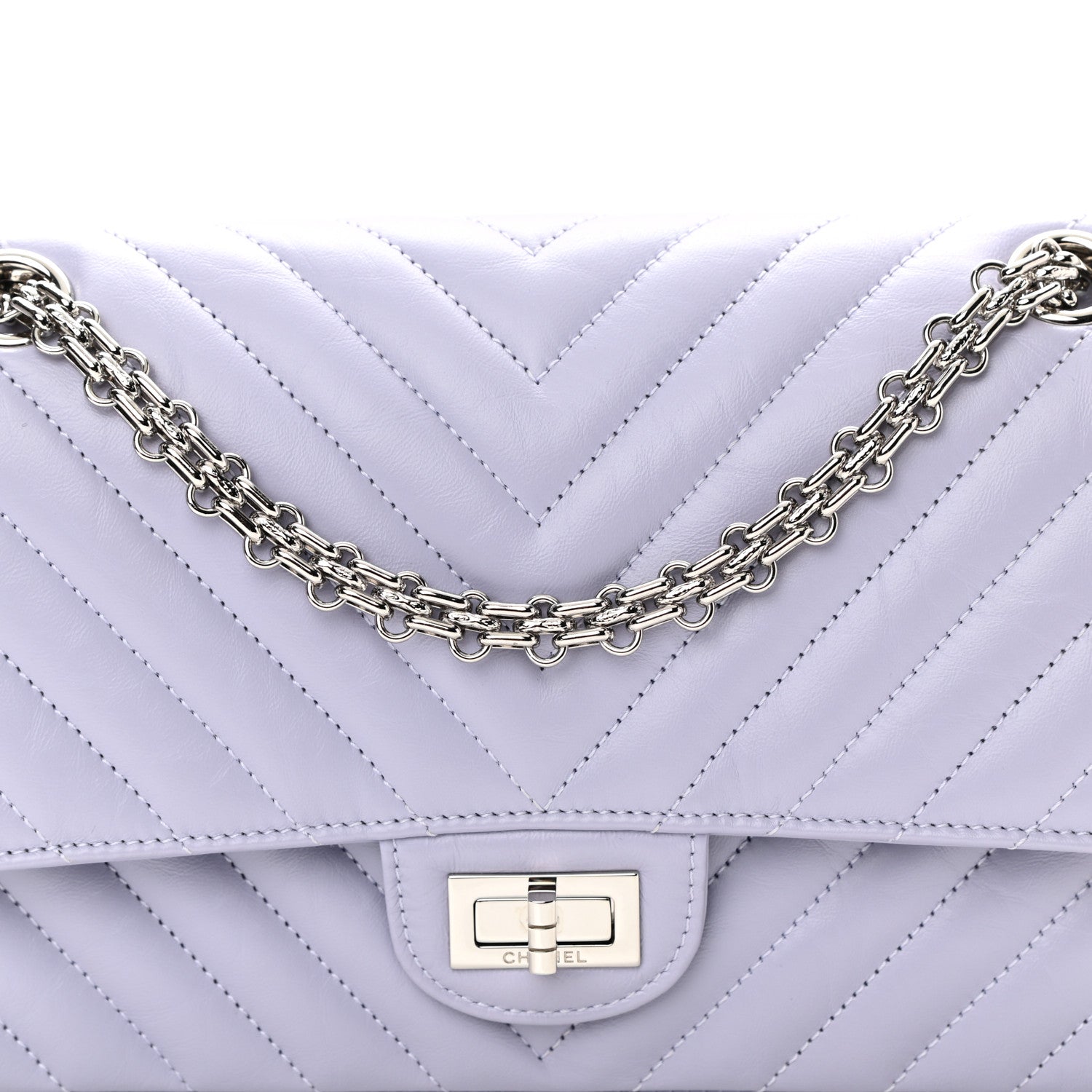 Chanel Aged Calfskin Chevron Quilted 2.55 Reissue 225 Flap Light Purple 8 of 10