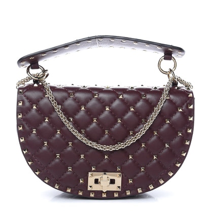 Valentino Garavani Nappa Medium Rockstud Spike Halfmoon Saddle Bag Rubin 1 of 10