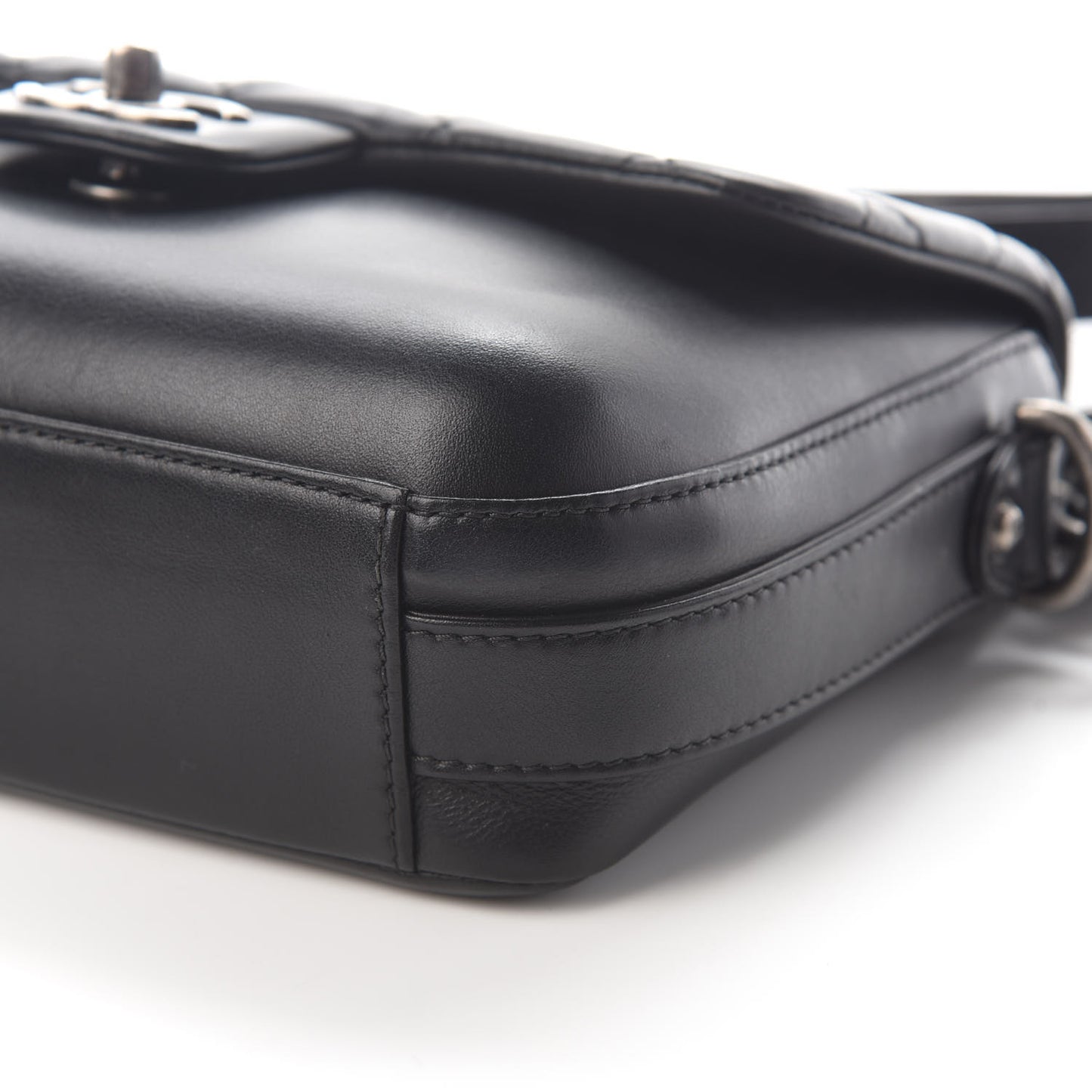 Calfskin Quilted Medium Rock My Shoulder Flap Black