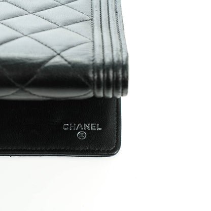 Chanel Lambskin Quilted Large Boy Flap Wallet Black 8 of 10