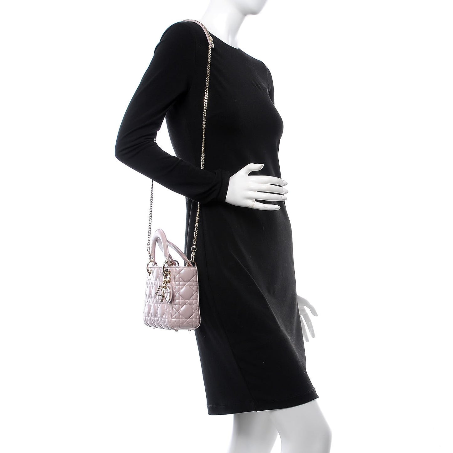 Metallic Lambskin Cannage Mini Lady Dior Lotus