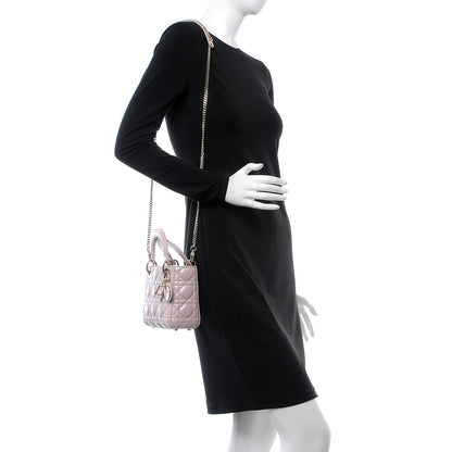 Christian Dior Metallic Lambskin Cannage Mini Lady Dior Lotus 2 of 7