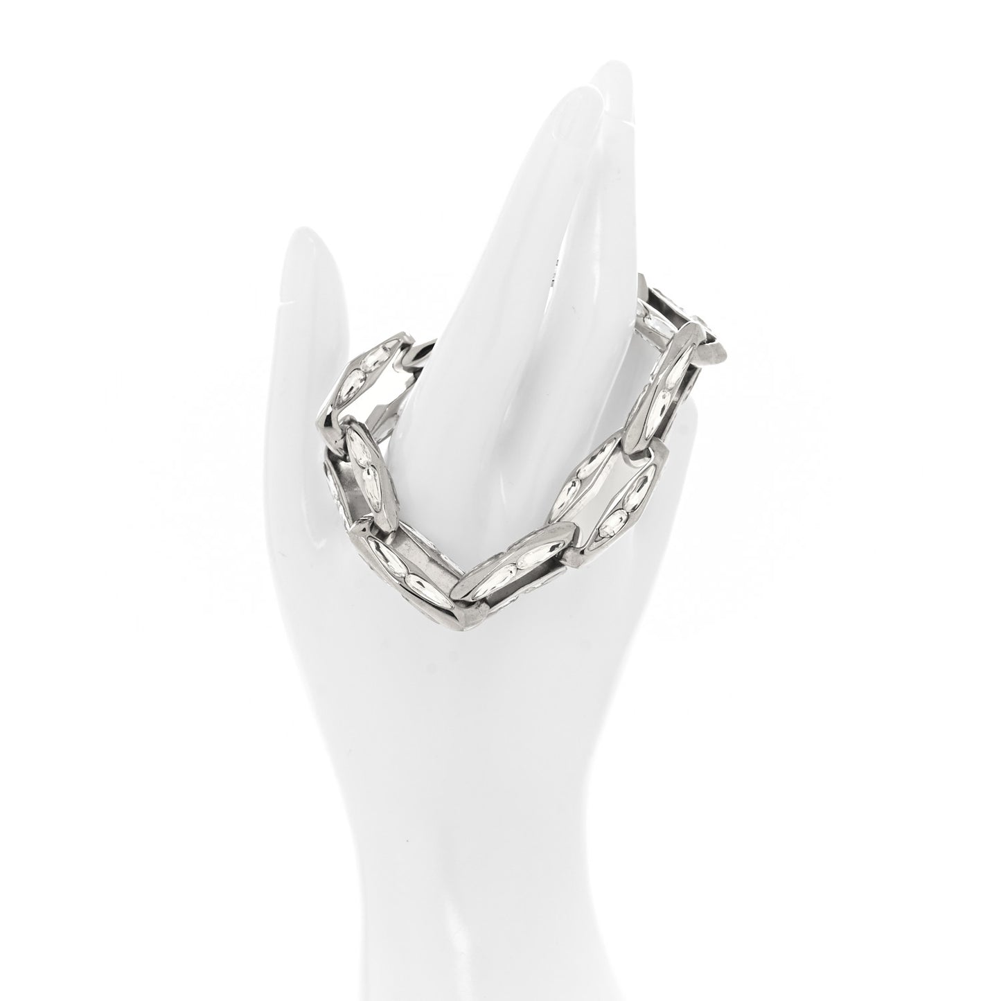 Metal Crystral Chain Link Bracelet Silver