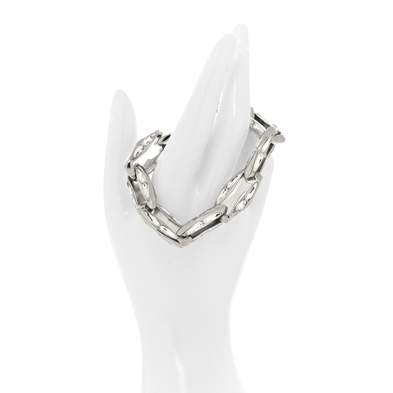 Saint Laurent Metal Crystral Chain Link Bracelet Silver 2 of 4