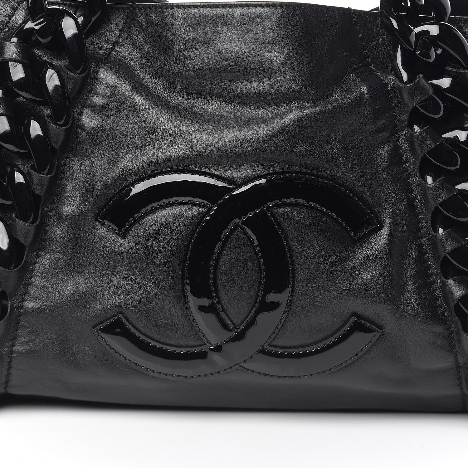 Chanel Calfskin Modern Chain Rhodoid East West Tote Black 10 of 10