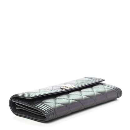 Chanel Iridescent Goatskin Quilted Boy Flap Wallet Black 3 of 4
