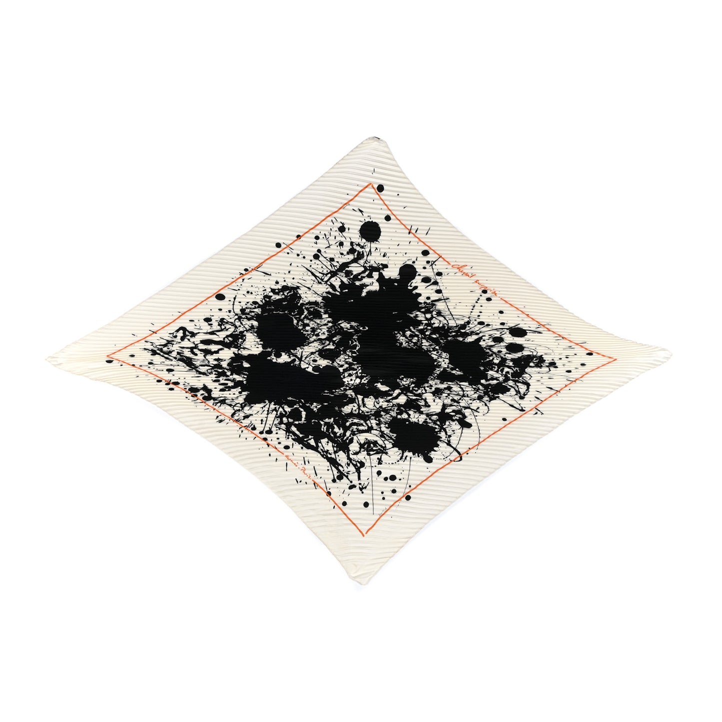 Silk Plisse Cheval Surprise Scarf 90 White Black