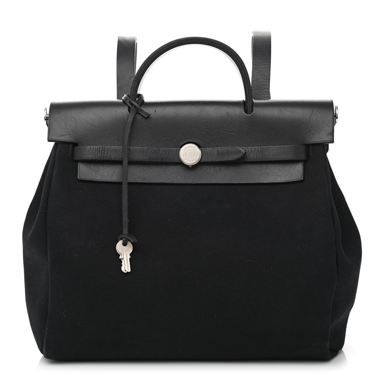 Hermes Toile Vache Calfskin Herbag 30 PM Backpack Black 3 of 18