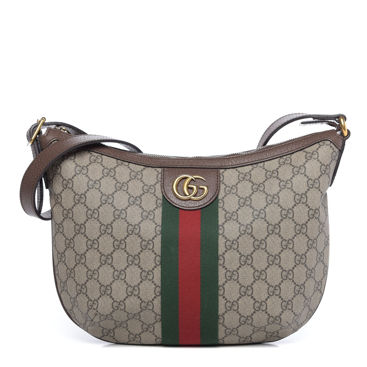 Gucci GG Supreme Monogram Web Small Ophidia Half Moon Hobo Brown 1 of 13