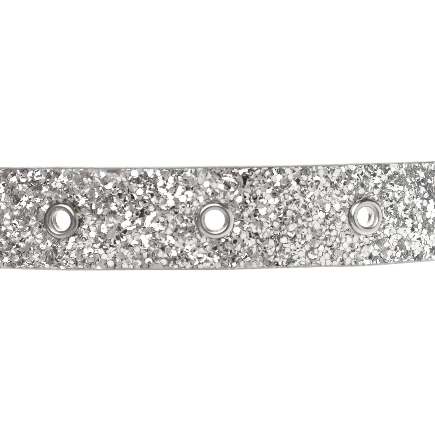 Glitter Calfskin CC Logo Skinny Belt 70 28 Silver