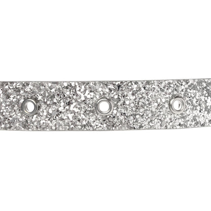 Chanel Glitter Calfskin CC Logo Skinny Belt 70 28 Silver 4 of 8