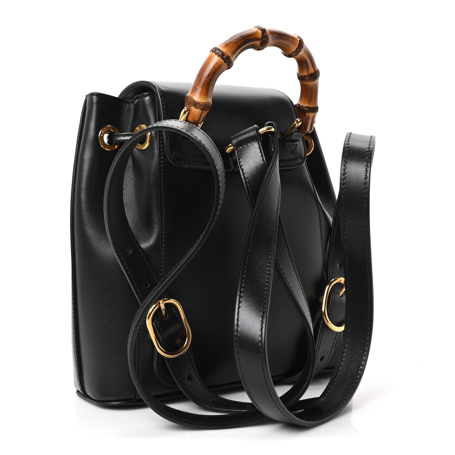 Gucci Calfskin Bamboo Backpack Black 3 of 10