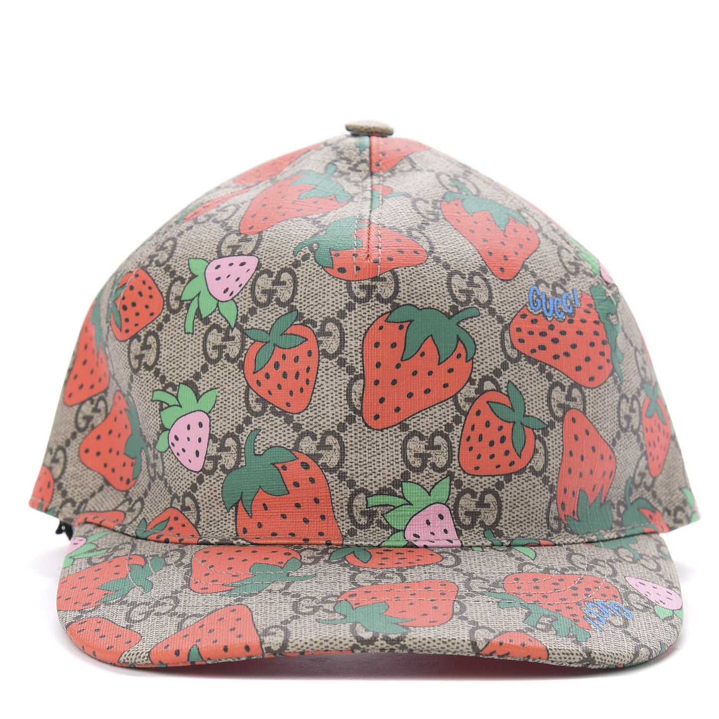 GG Supreme Monogram Strawberry Baseball Hat 56 Beige