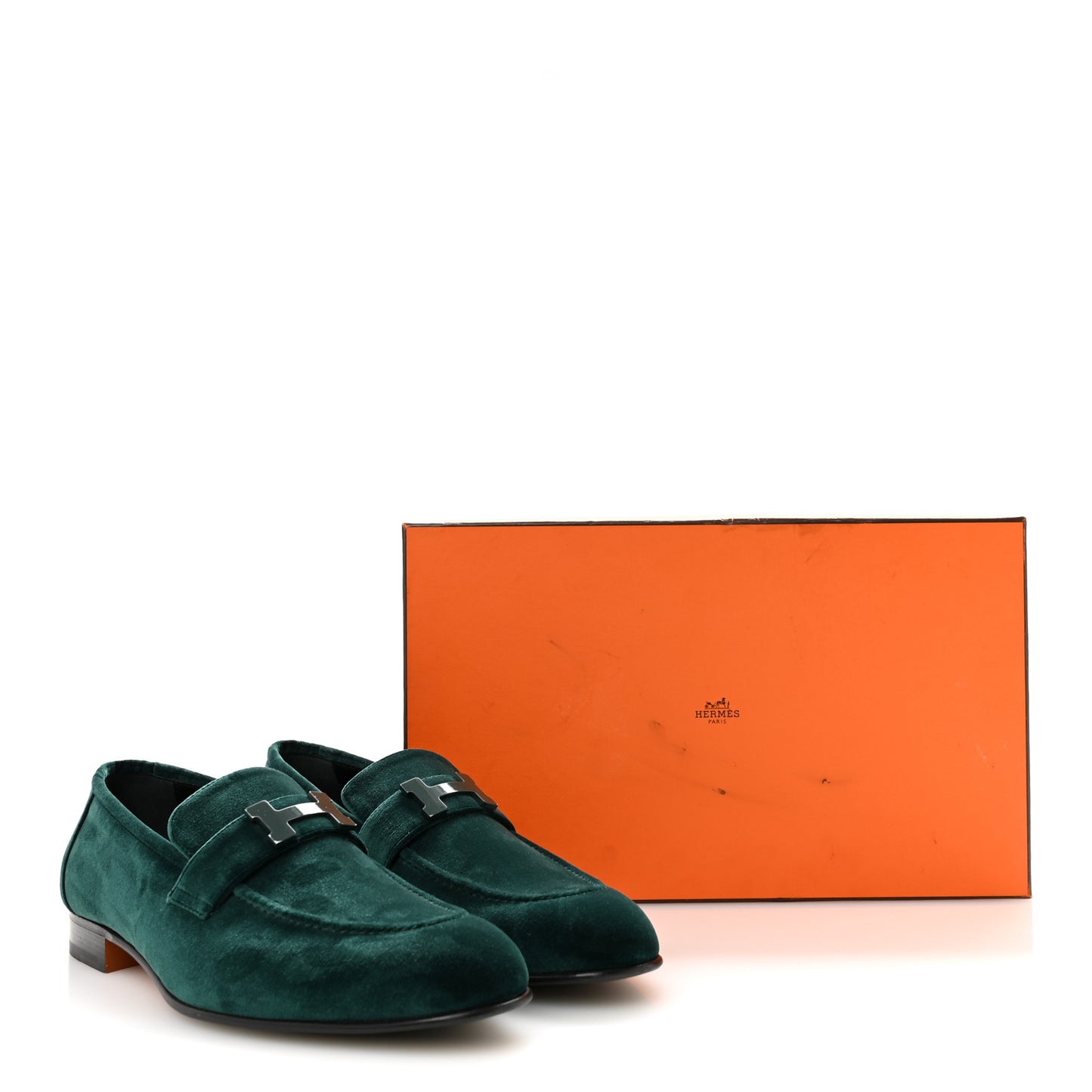 Velvet Mens Paris Loafers 43.5 Vert Fonce