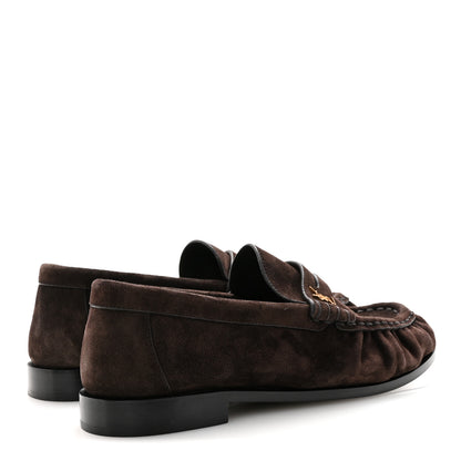 Saint Laurent Suede Le Loafer 15 Penny Slippers 38 Dark Chocolate 5 of 10