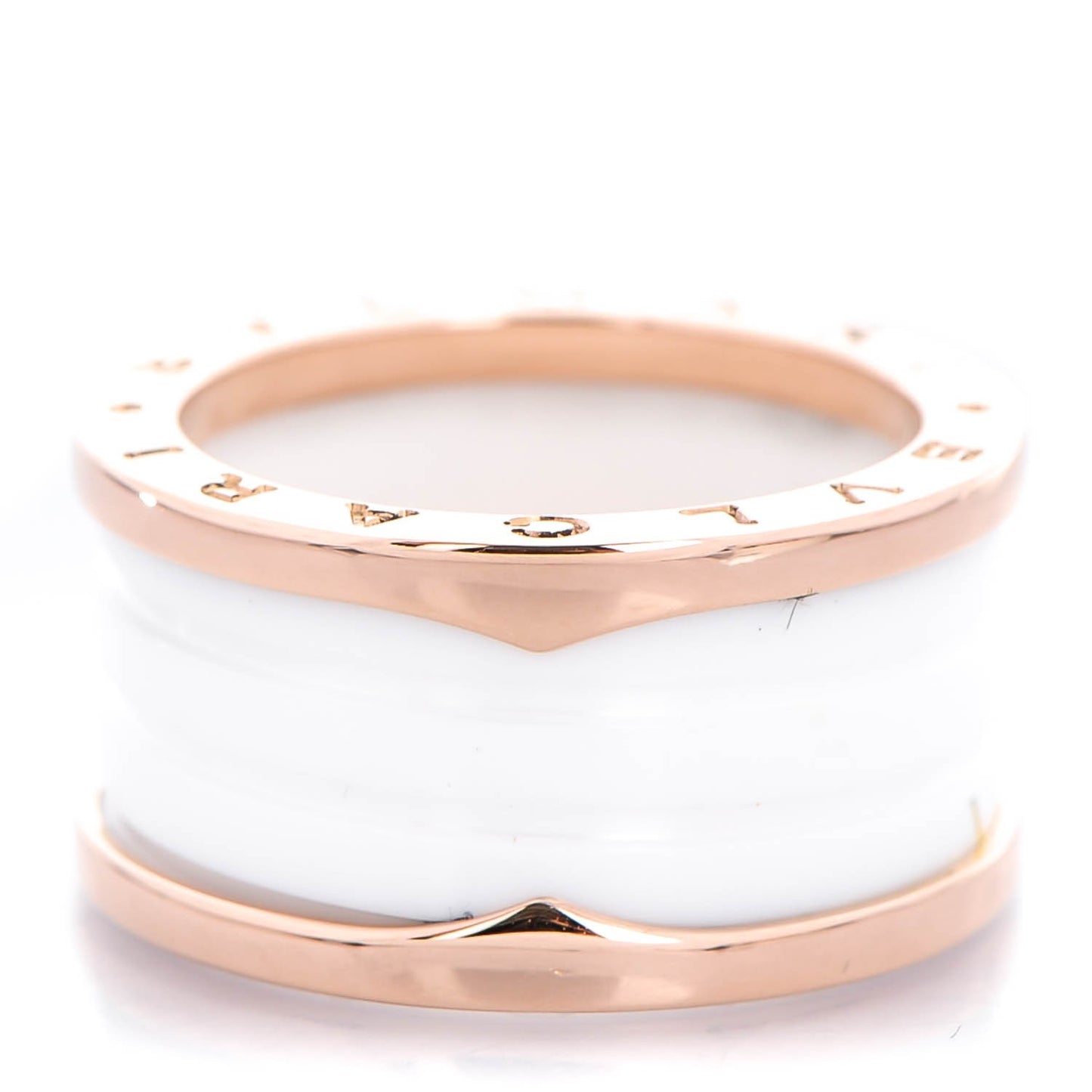 18K Rose Gold White Ceramic B.Zero1 Four-Band Ring 57 8