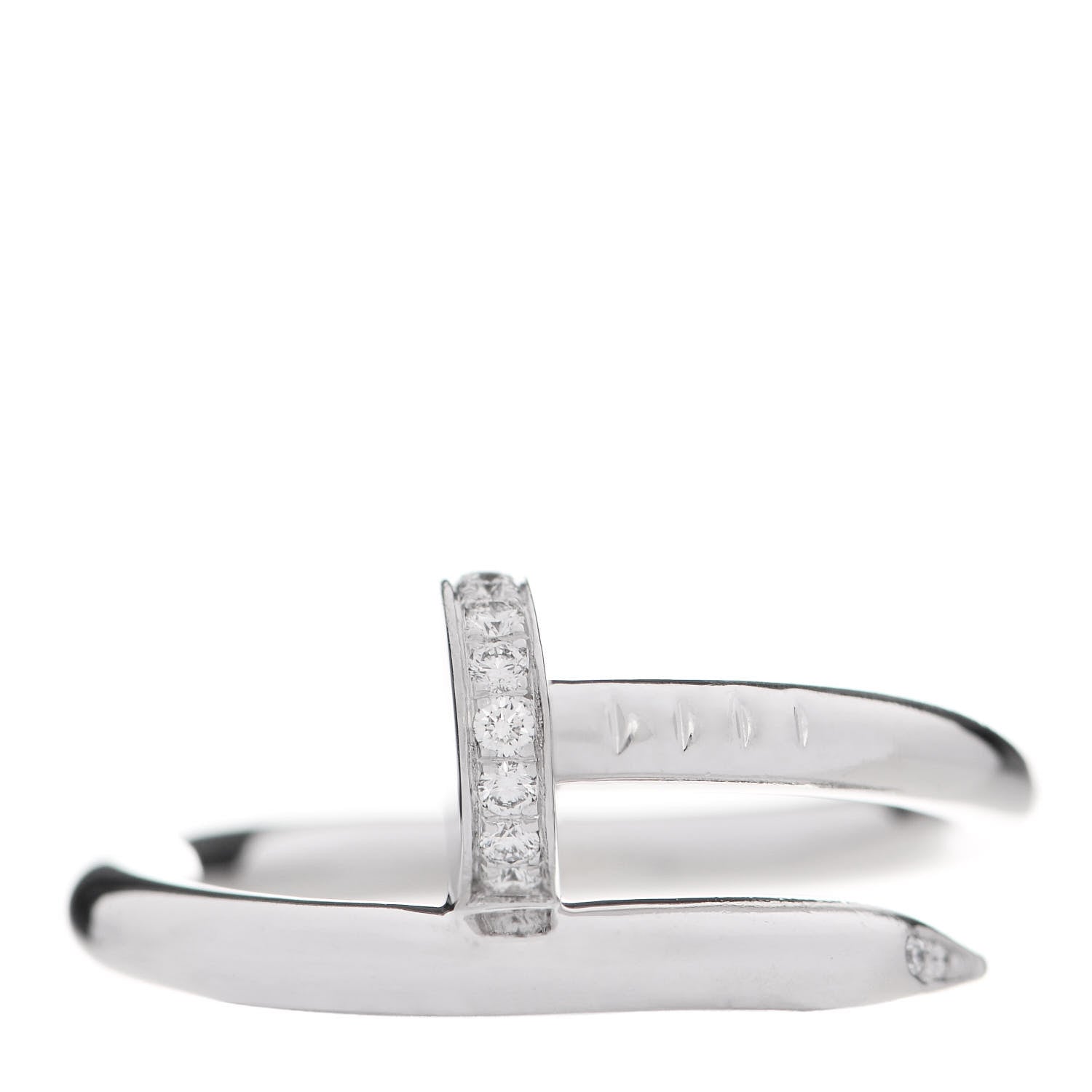 Cartier 18K White Gold Diamond Juste Un Clou Ring 53 6.25 1 of 9
