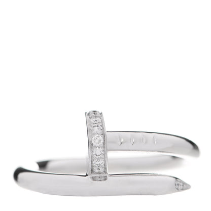Cartier 18K White Gold Diamond Juste Un Clou Ring 53 6.25 1 of 9