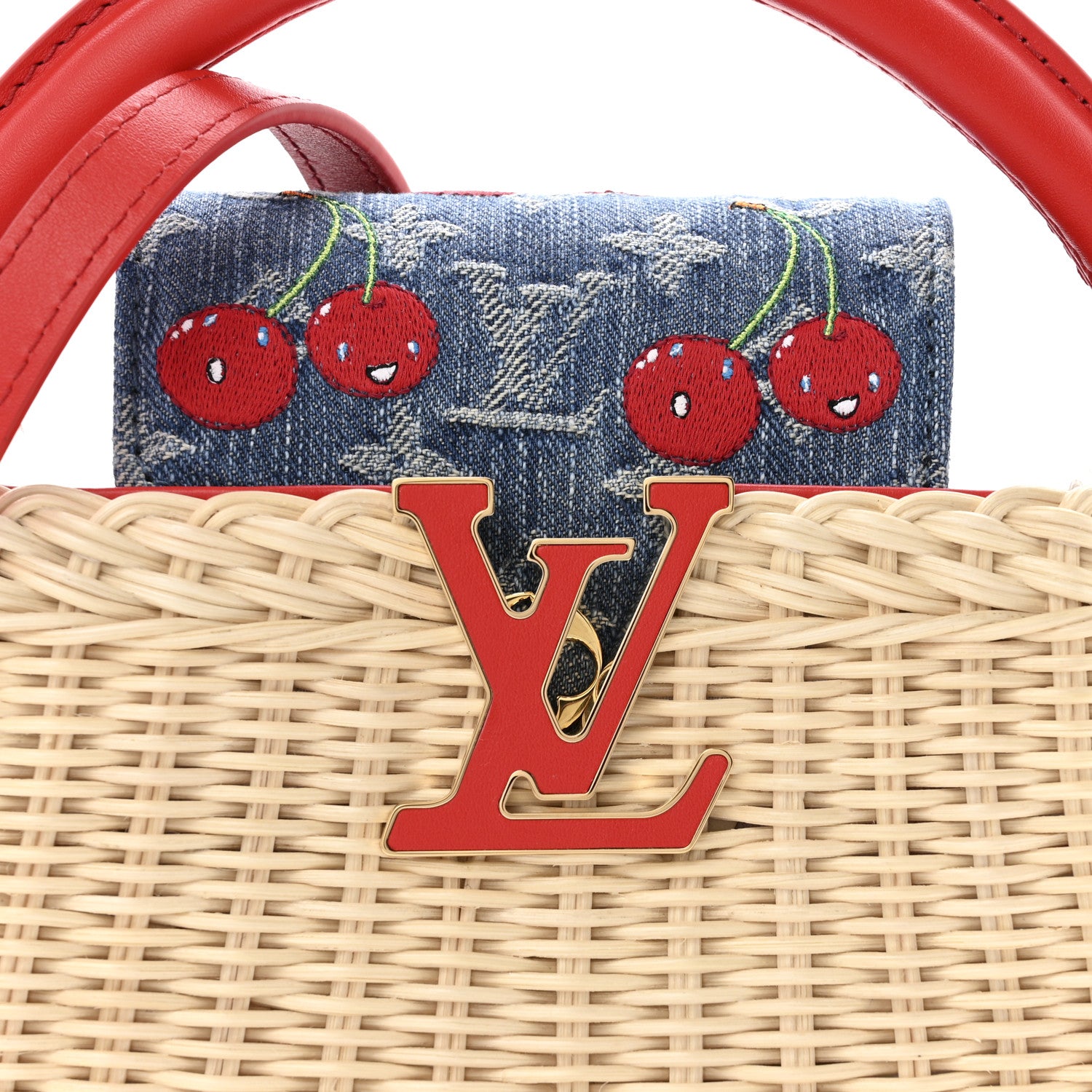 Louis Vuitton LV X TM Rattan Denim Calfskin Cerises Capucines Mini 7 of 10