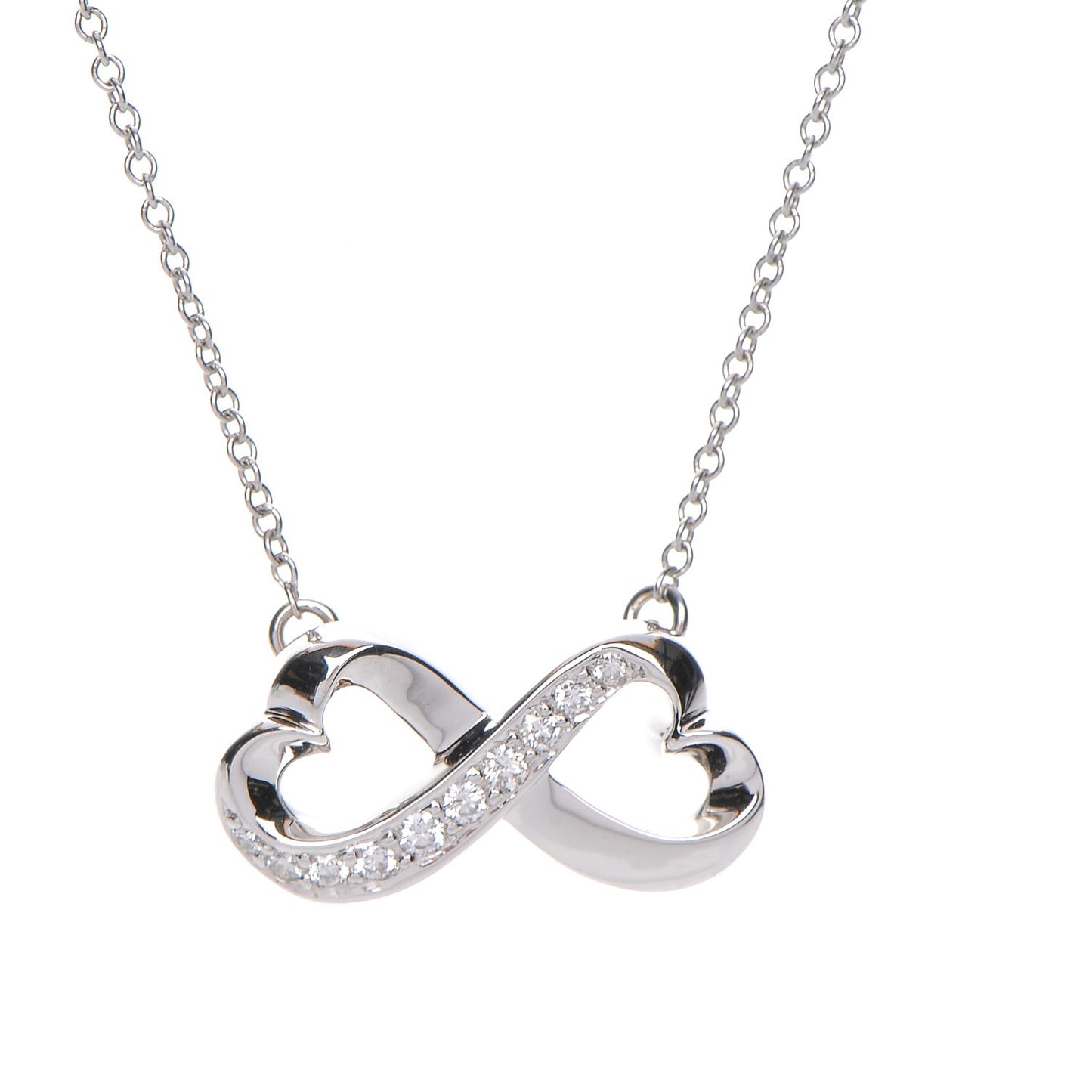 18K White Gold Diamond Paloma Picasso Double Loving Heart Necklace