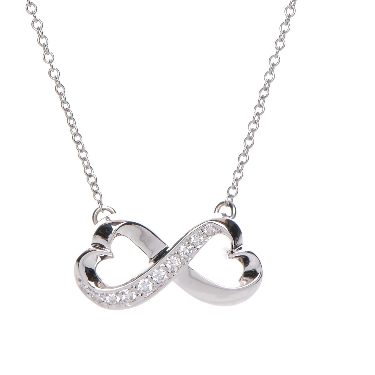 Tiffany 18K White Gold Diamond Paloma Picasso Double Loving Heart Necklace 4 of 11