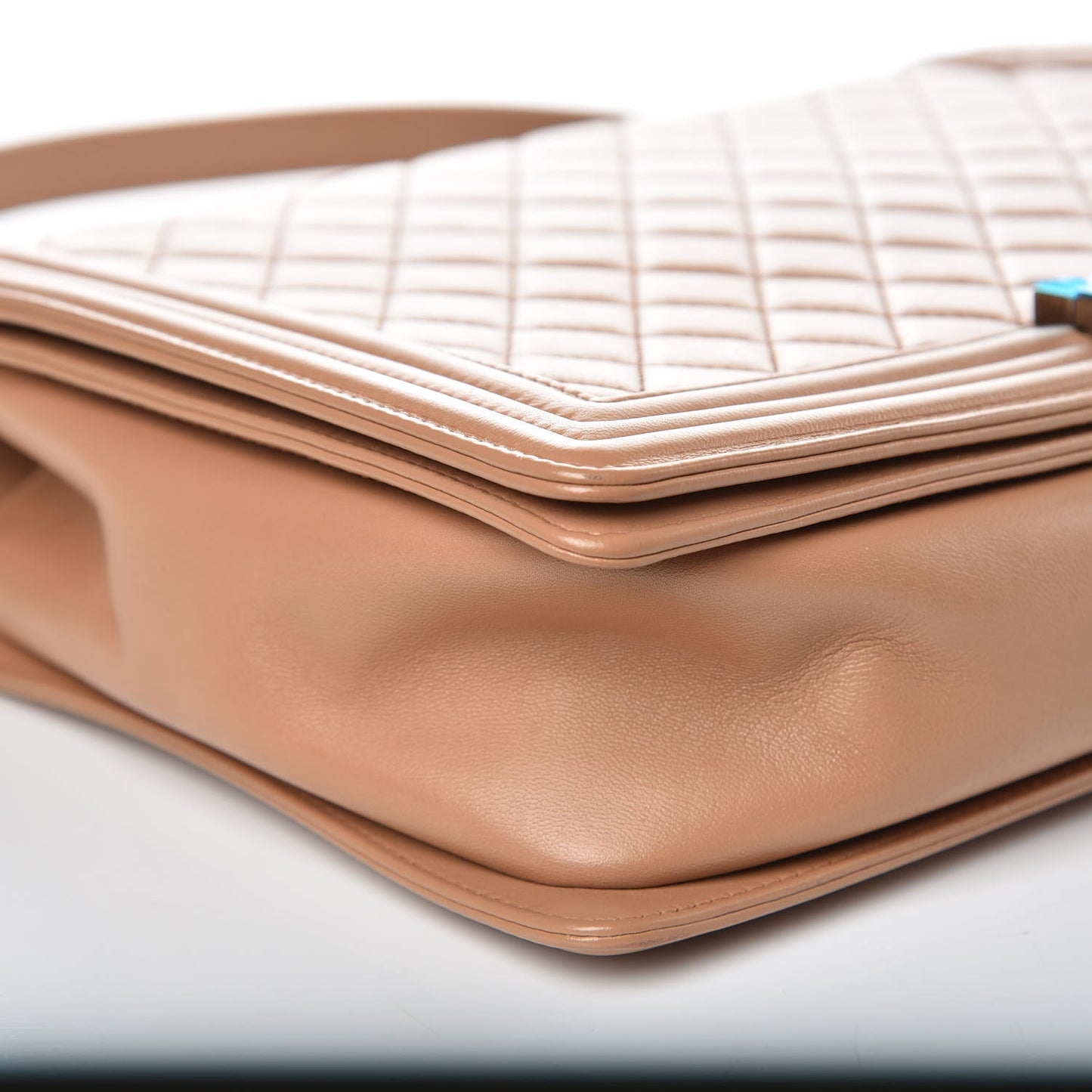 Lambskin Quilted Large Boy Flap Dark Beige