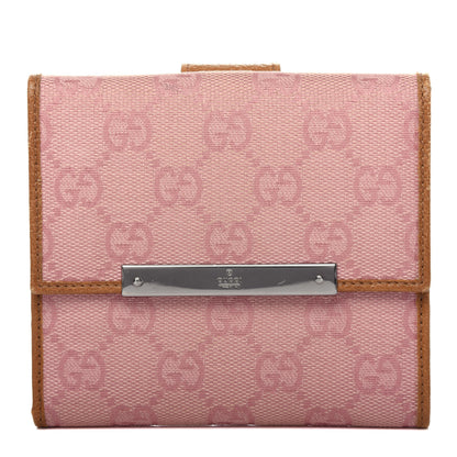 Gucci Monogram Metal Bar French Flap Wallet Pink 1 of 7