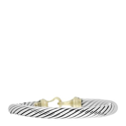 David Yurman Sterling Silver 14K Yellow Gold 7mm Cable Classic Buckle Bracelet 2 of 3