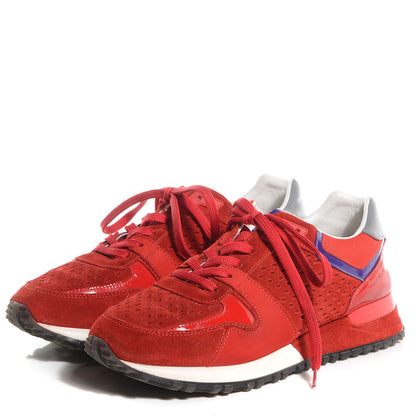 Louis Vuitton Nubuck Calfskin Perforated Run Away Sneakers Rouge 36 3 of 8