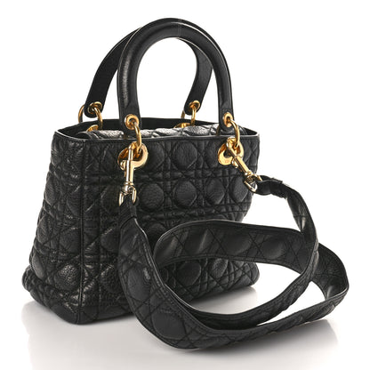 Christian Dior Grained Calfskin Cannage Medium Supple Lady Dior Black 3 of 11