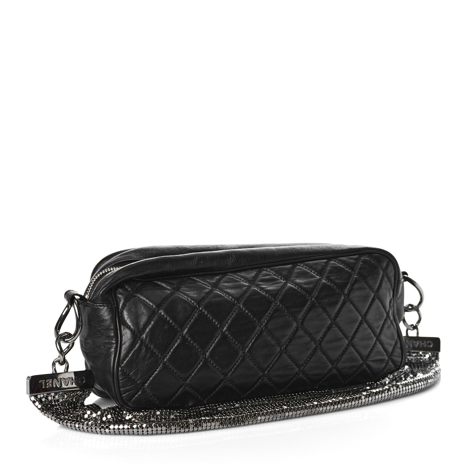 Chanel Lambskin Quilted Chain Mail Camera Case Black 3 of 7
