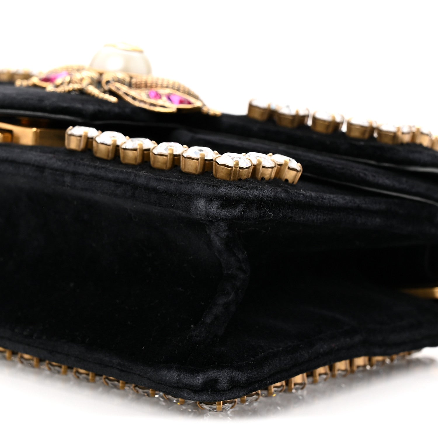 Gucci Velvet Crystal Mini Bee Broadway Shoulder Bag Black 10 of 10
