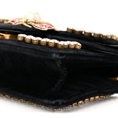 Gucci Velvet Crystal Mini Bee Broadway Shoulder Bag Black 10 of 10