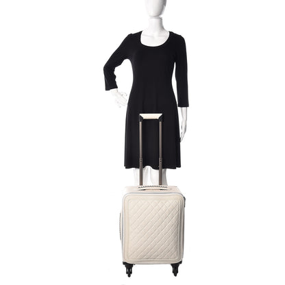 Chanel Calfskin Quilted Coco Case Trolley Rolling Luggage White 2 of 13