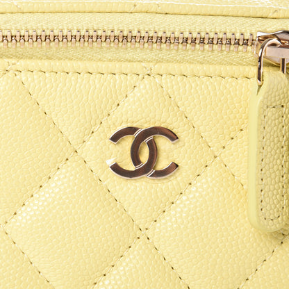 Chanel Caviar Quilted Mini Vanity Case With Chain Yellow 10 of 11
