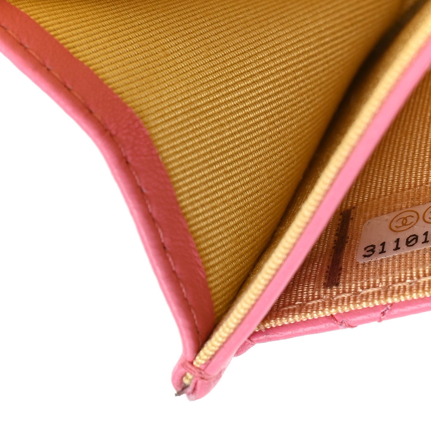 Lambskin Quilted Flap Card Holder Wallet Pink Yellow