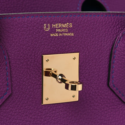 Hermes Togo Horseshoe Birkin 30 Anemone Bleu Electrique 6 of 12