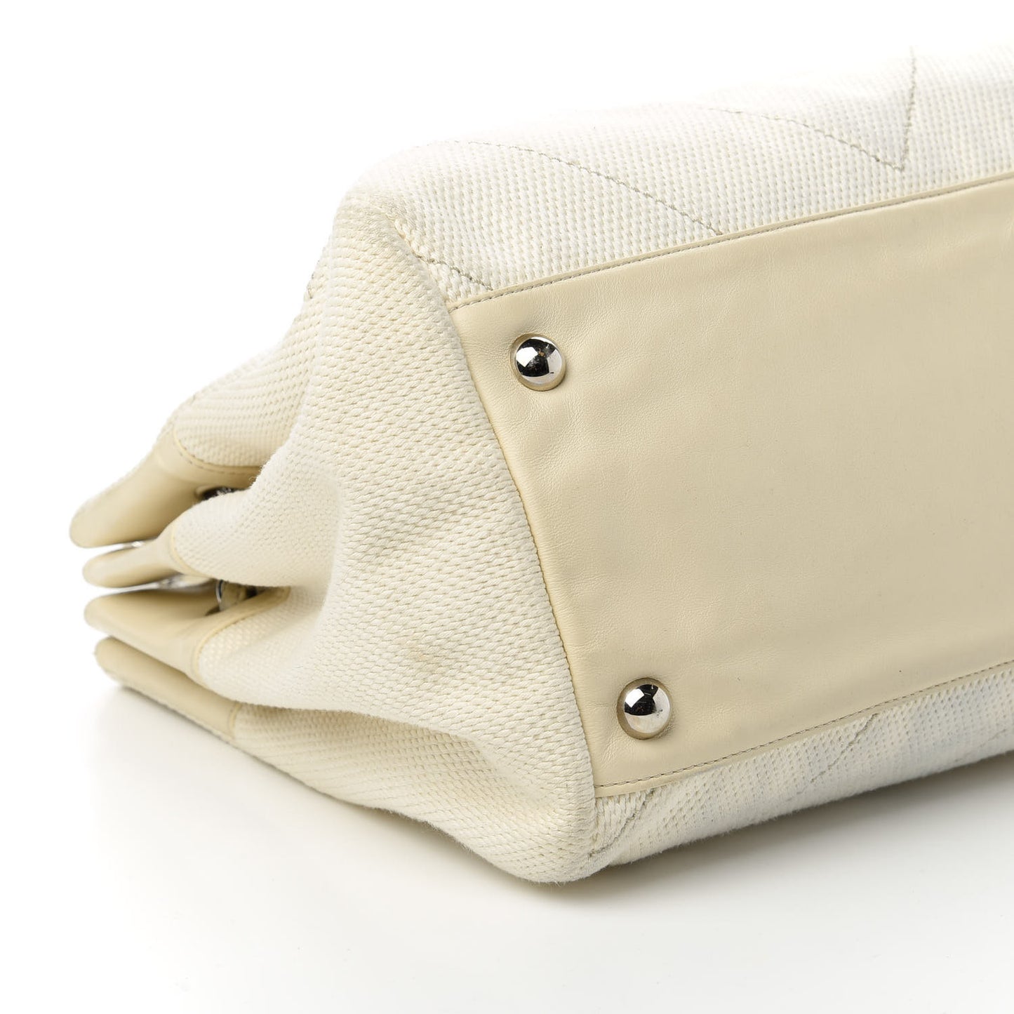 Canvas Chevron CC Shopping Tote White