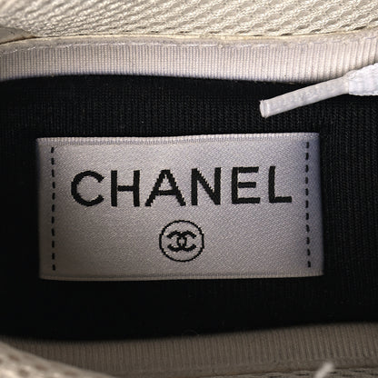 Chanel Fabric Laminated Calfskin Stretch CC Womens Sneakers 36 White Silver 8 of 8