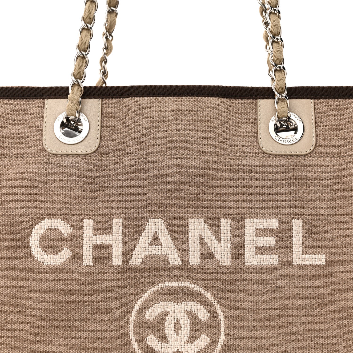 Chanel Canvas Small Deauville Tote Beige Brown 8 of 10