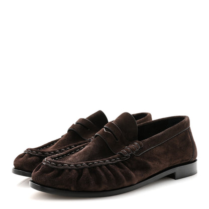 Saint Laurent Suede Le Loafer 15 Penny Slippers 38 Dark Chocolate 4 of 10