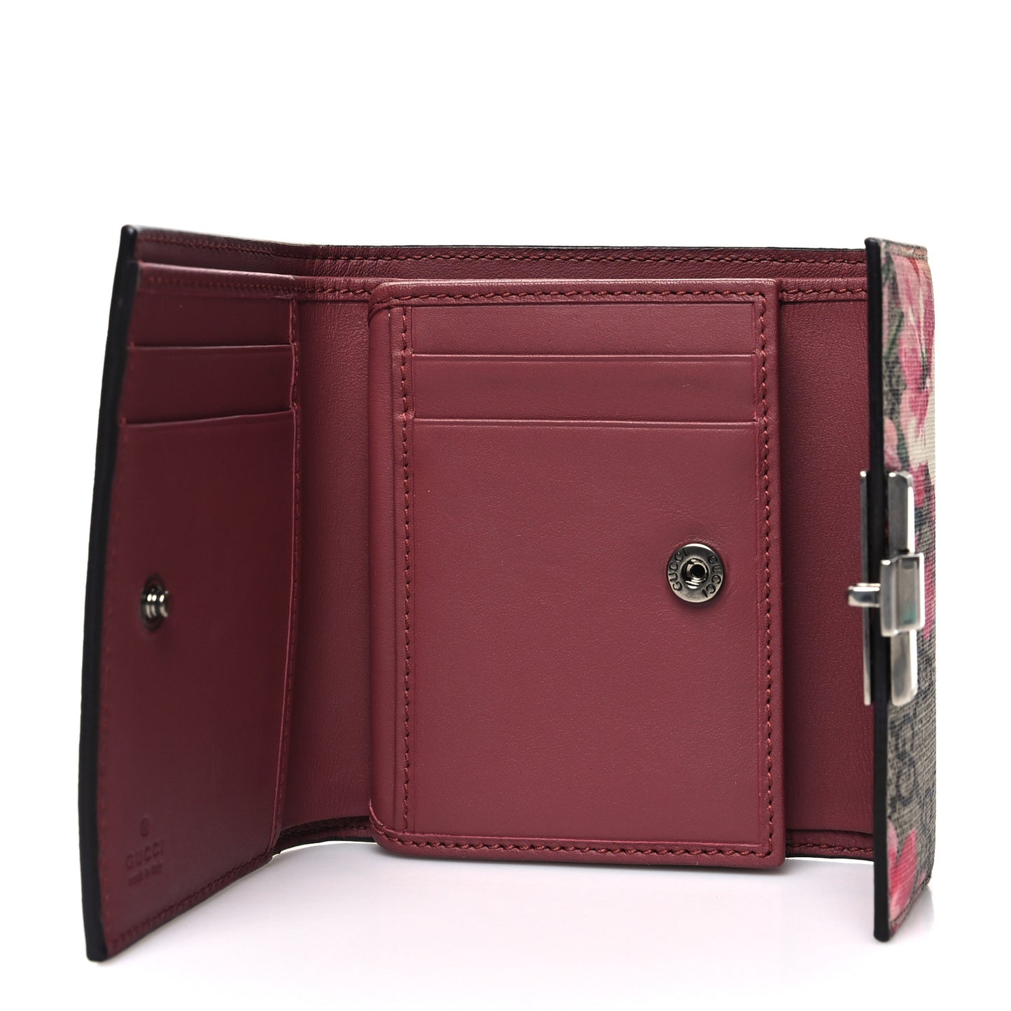 GG Supreme Monogram Blooms Padlock Wallet Beige Multicolor Dry Rose