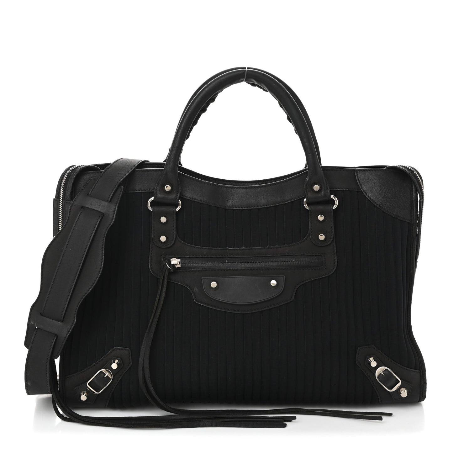 Ribbed Neoprene Classic Silver Hardware City Black