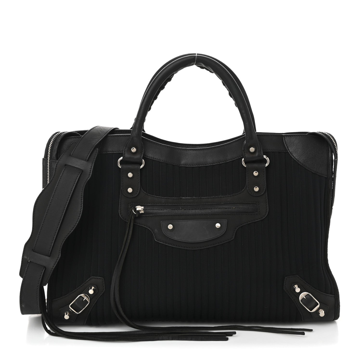 Balenciaga Ribbed Neoprene Classic Silver Hardware City Black 1 of 12